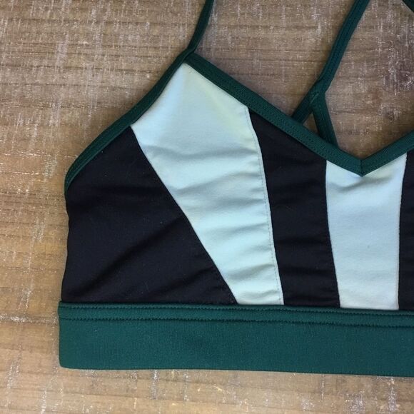 Alo Yoga green grey black sports workout yoga bra top spaghetti straps size XS - Picture 2 of 8